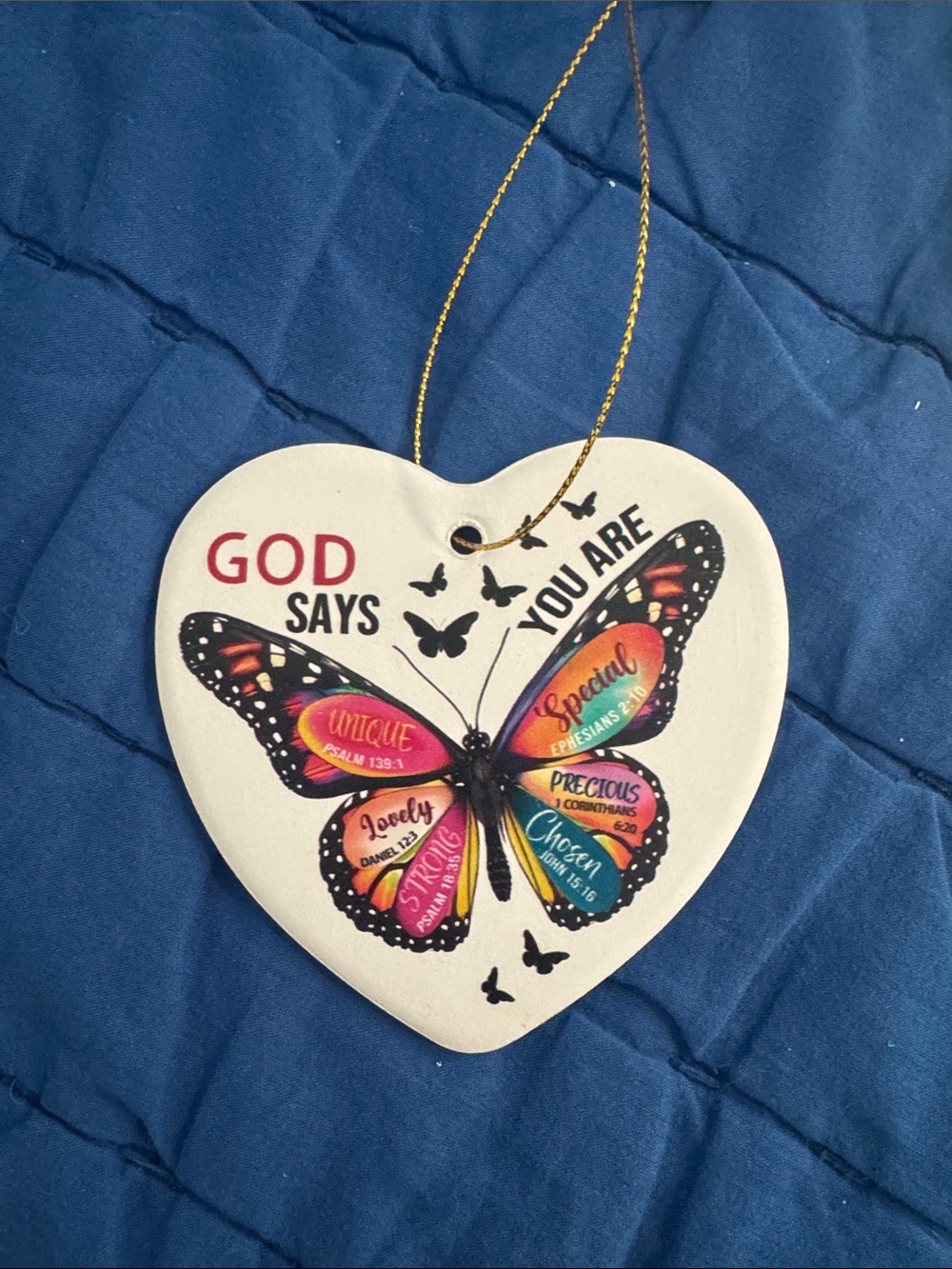 Heart Butterfly Hanging Plaque - ornament - Multicolor